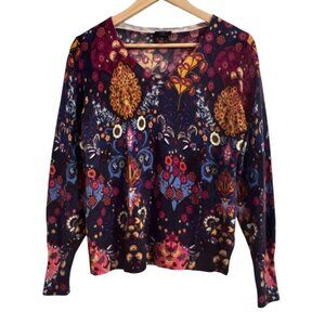 Talbots Cashmere Sweater Size PETITE Large Balloon Sleeve V-Neck